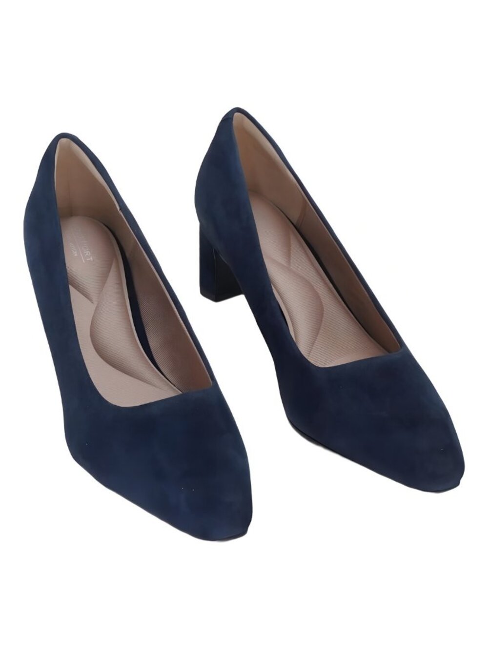 Rockport Merida Square Toe Pump 2.17in Block Heel Dark Blue Suede US 8.5W